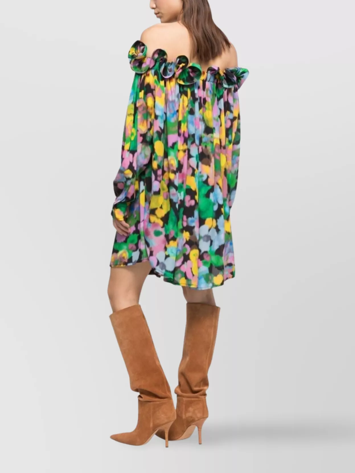 Az Factory Above-Knee Length Off-Shoulder Floral Dress