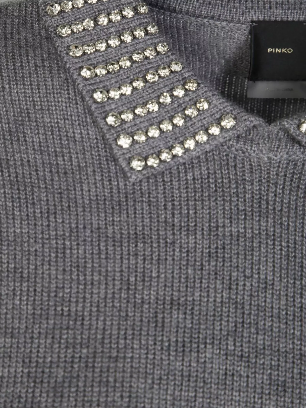 Pinko Cashmere Wool-Blend Rhinestone-Collar Jumper