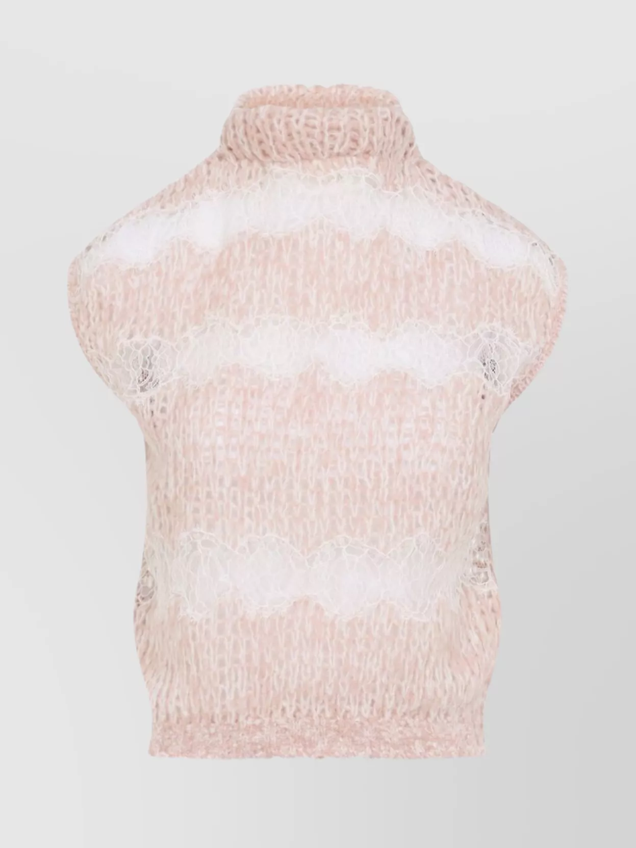 Giambattista Valli High Neck Sleeveless Knit Top With Lace In White