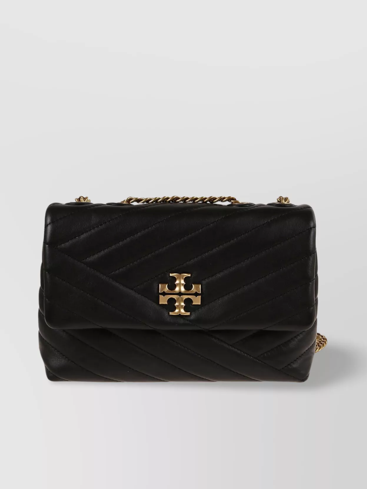 Shop Tory Burch Quilted Chevron Shoulder Bag In Black