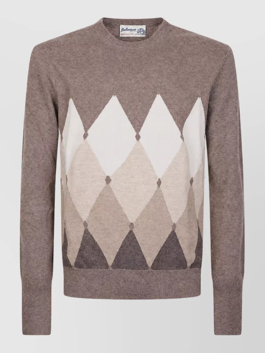 Ballantyne Cashmere argyle crew-neck jumper