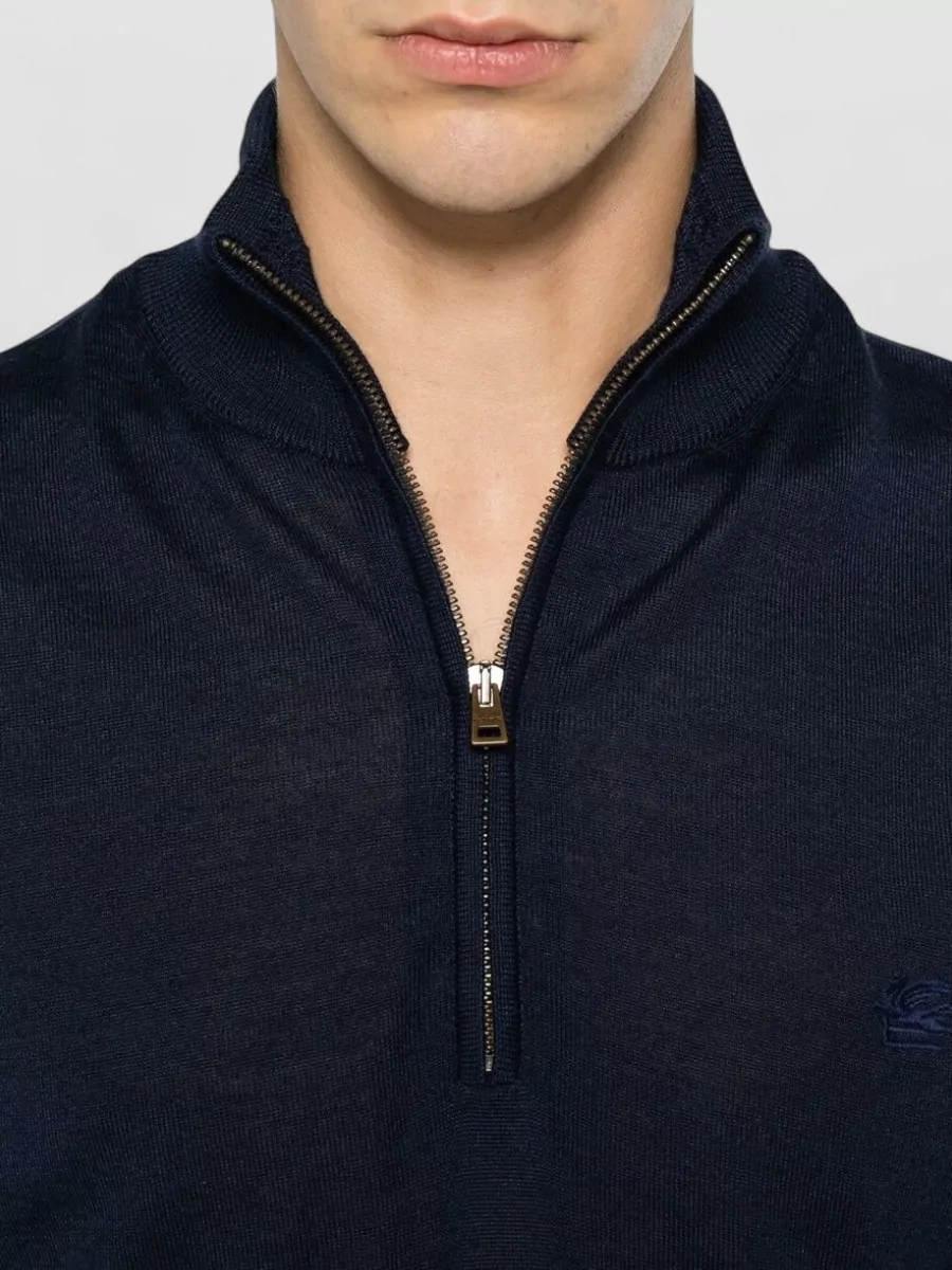 Etro Silk Wool Quarter Zip Jumper
