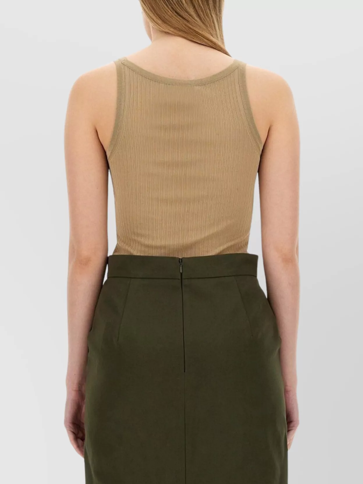 Max Mara Sleeveless Ribbed Scoop Neck Tank Top