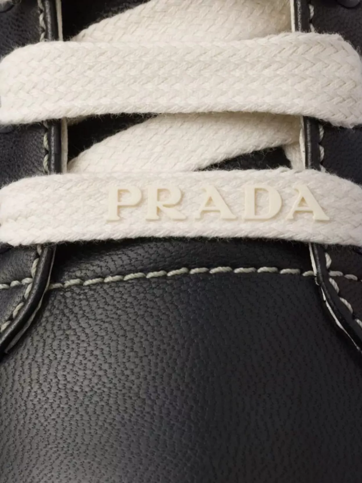 Prada Handcrafted Leather Sneakers Geometric Stitching