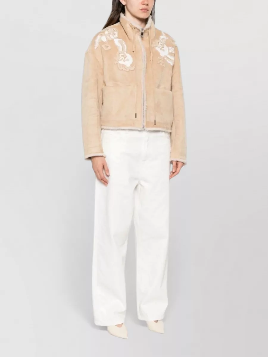 Ermanno Firenze Embroidered Faux Shearling Jacket