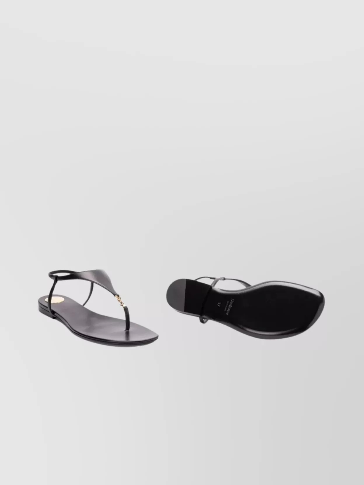 Saint Laurent Smooth Leather Triangular Flat Sandals