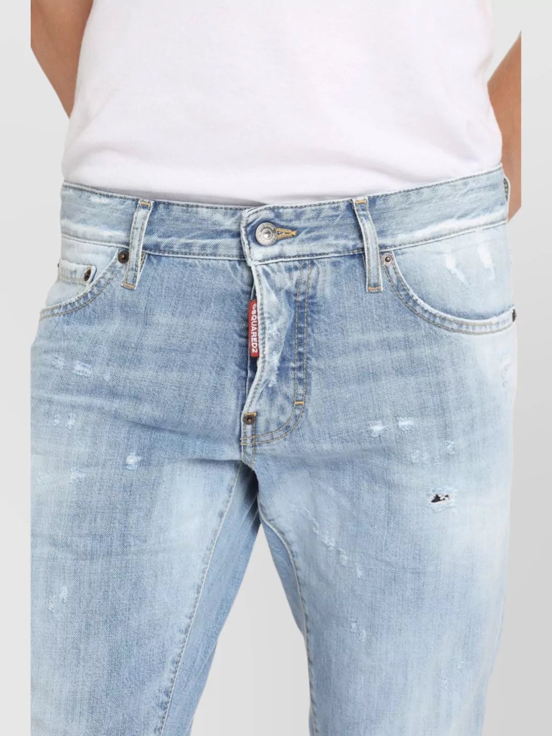 Dsquared2 Distressed Five-pocket Cotton Stretch Jeans In Blue