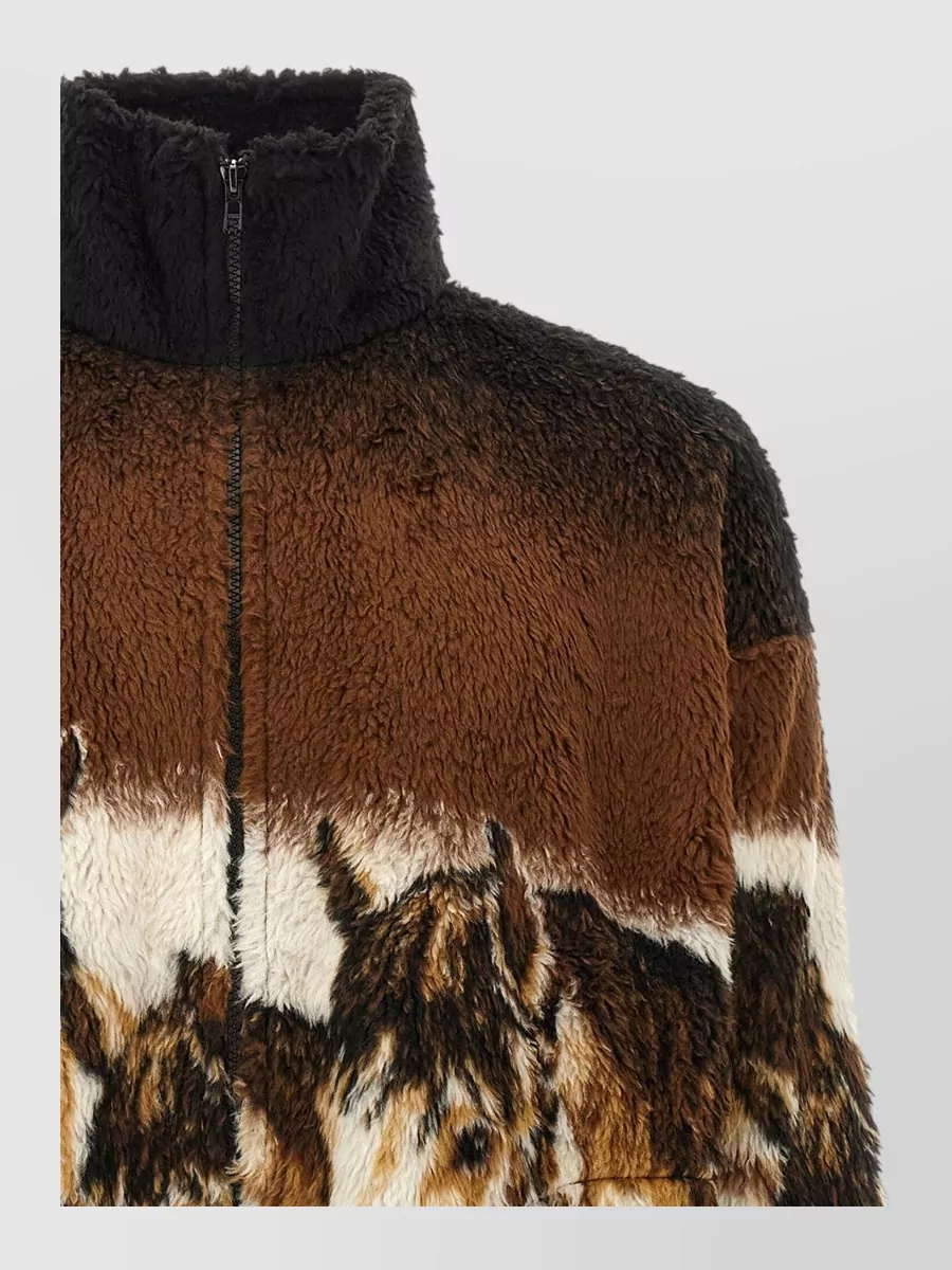 Mm6 Maison Margiela Printed High Neck Zip Sweatshirt Jacket