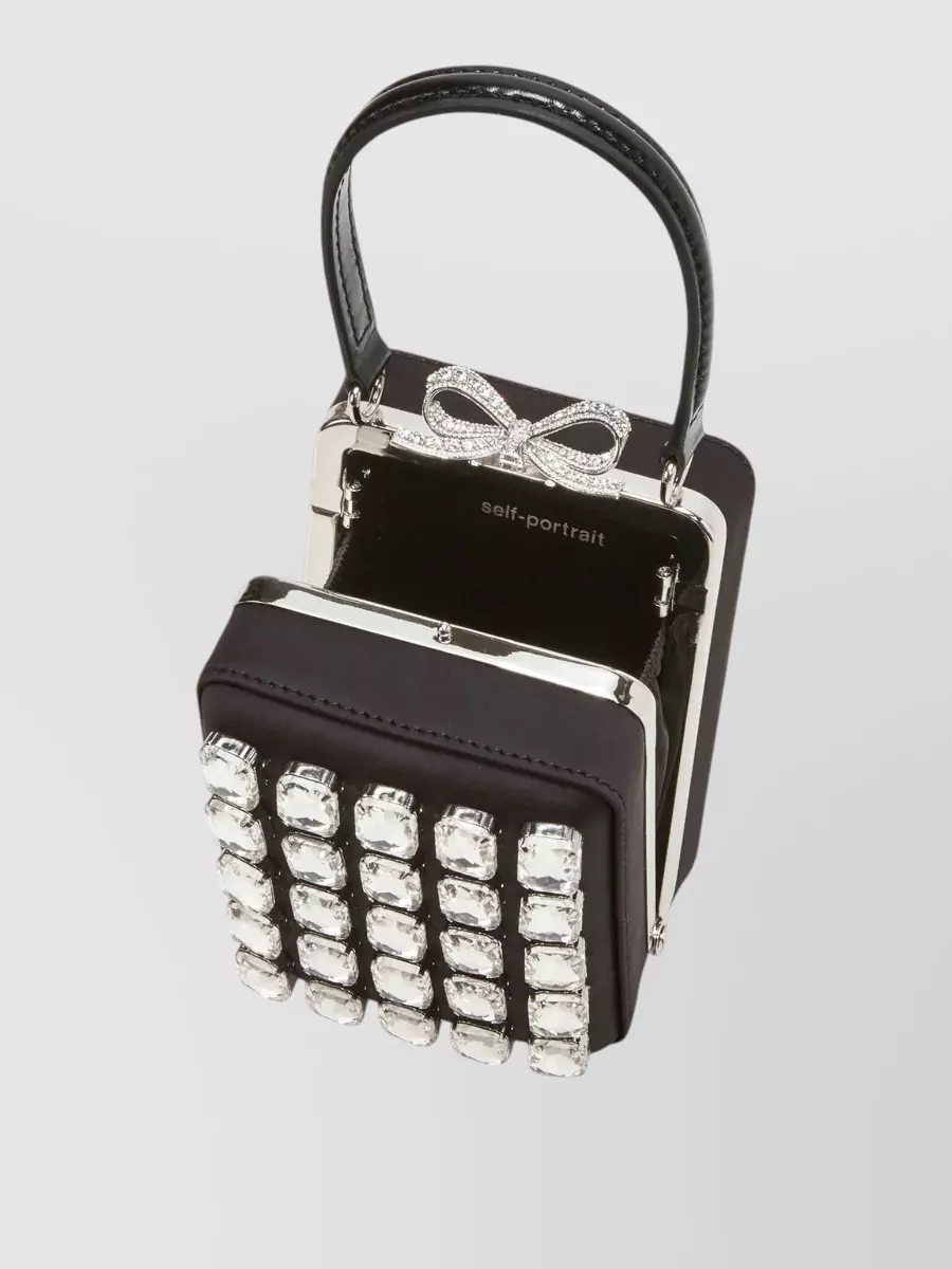 Self-Portrait The Bow Micro Satin Clutch Bag