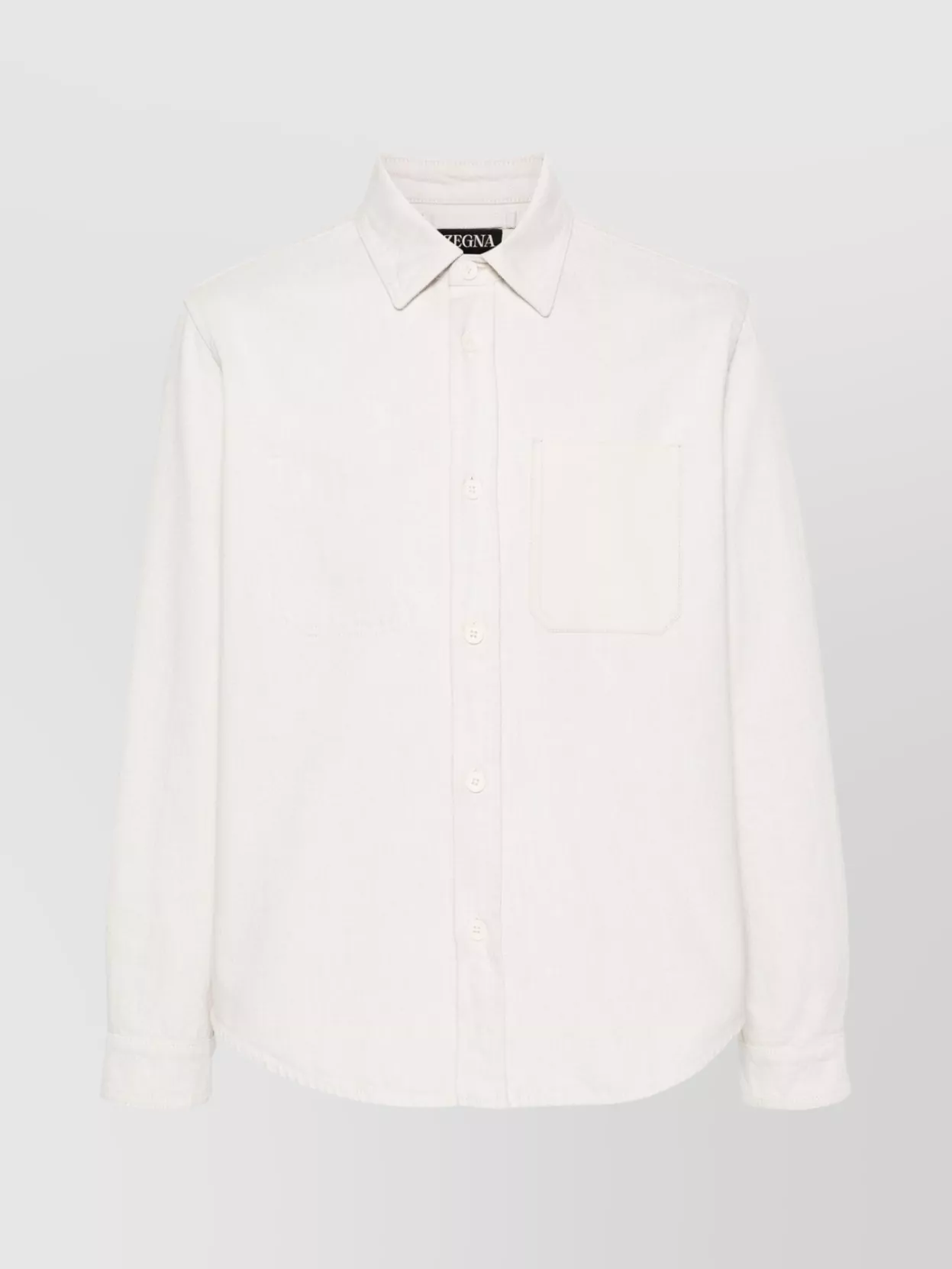 Zegna Cotton Overshirt With Chest And Leather Pockets In White