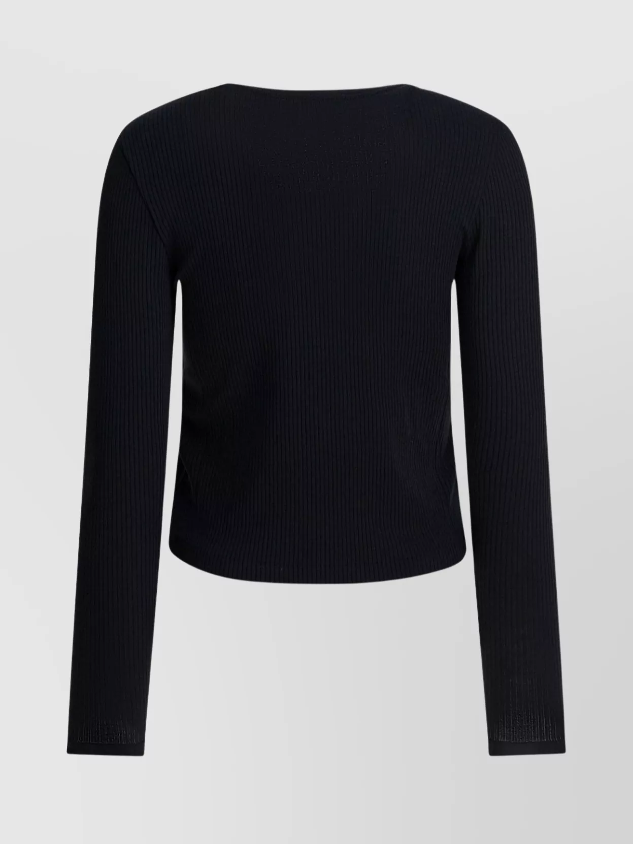 Maison Kitsuné Cropped Knitwear With Long Sleeves And Ribbed Texture In Black