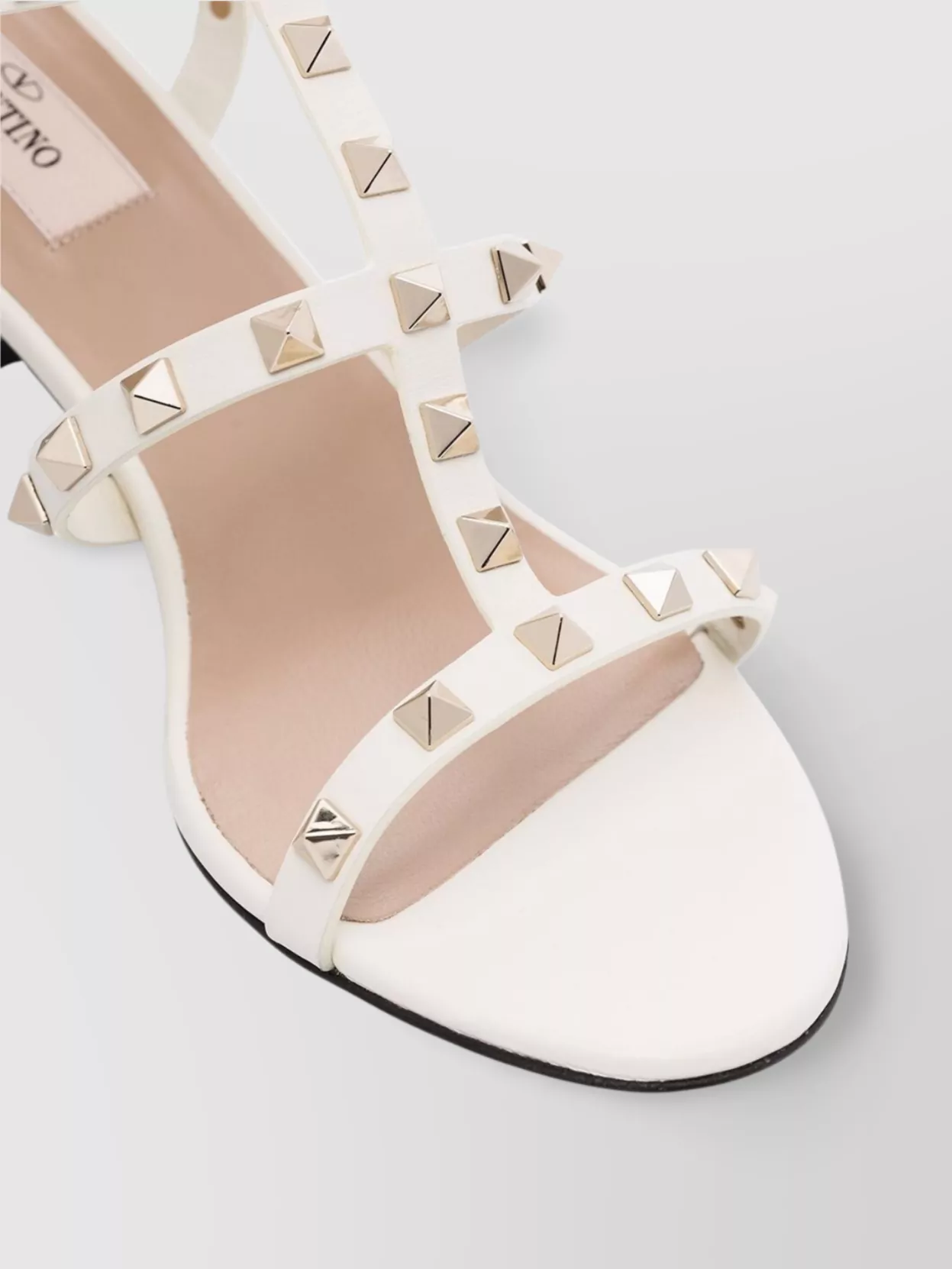 Shop Valentino Studded Leather Block Heel Sandals