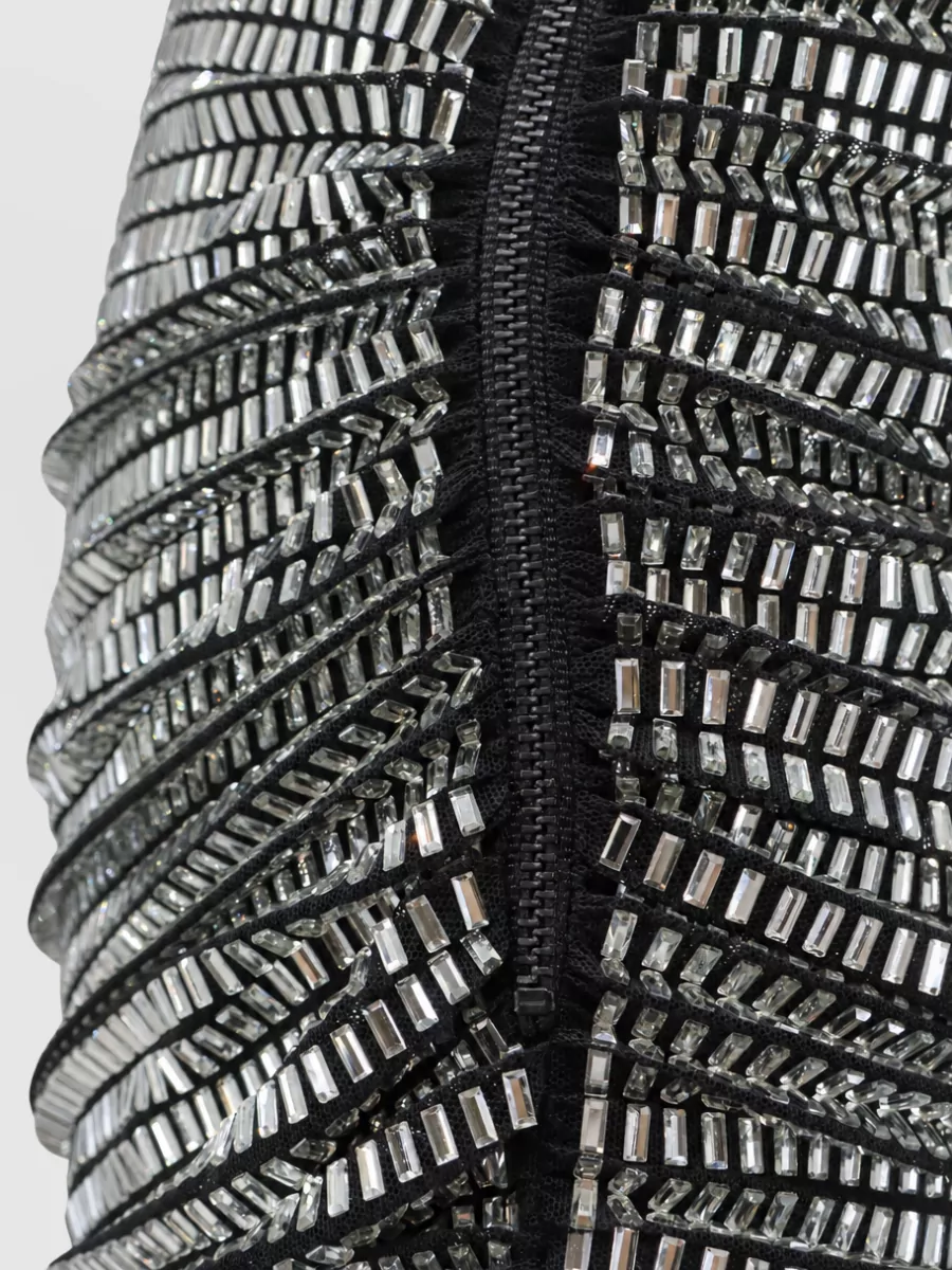 Self-Portrait Crystal-embellished draped mini skirt