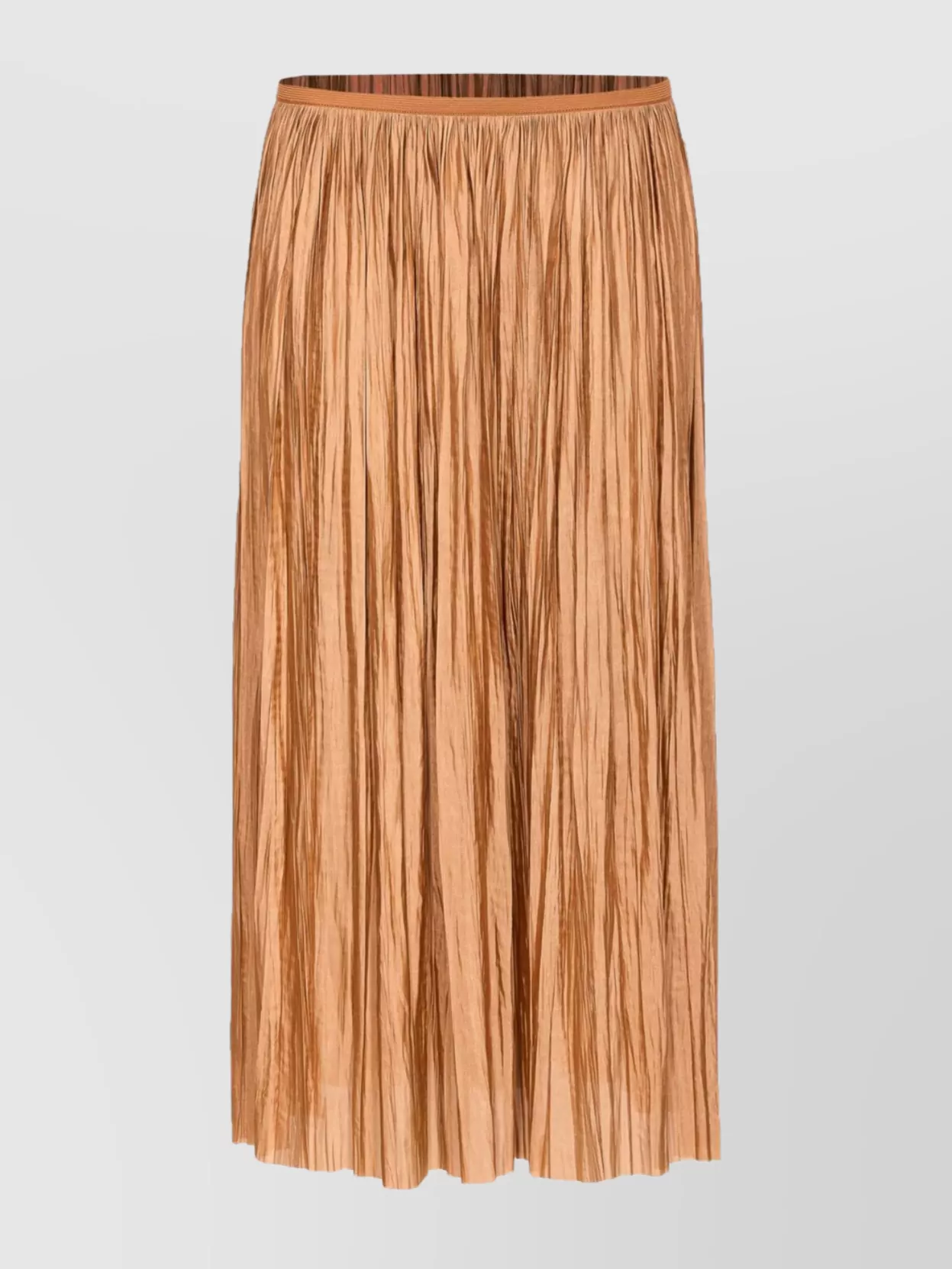 Roberto Collina Midi Pleated Skirt Elastic Waistband In Brown
