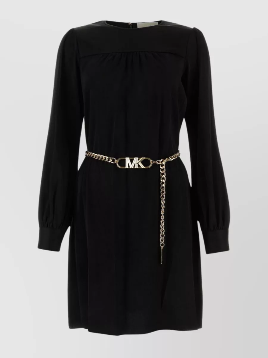 Shop Michael Kors Mini Dress With Detachable Chain Belt In Black