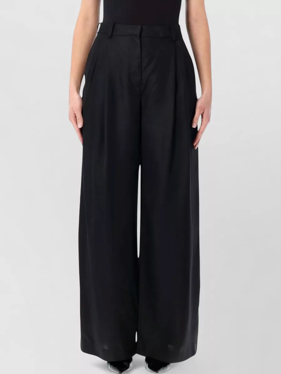 The Frankie Shop Pleated high-rise wide-leg trousers