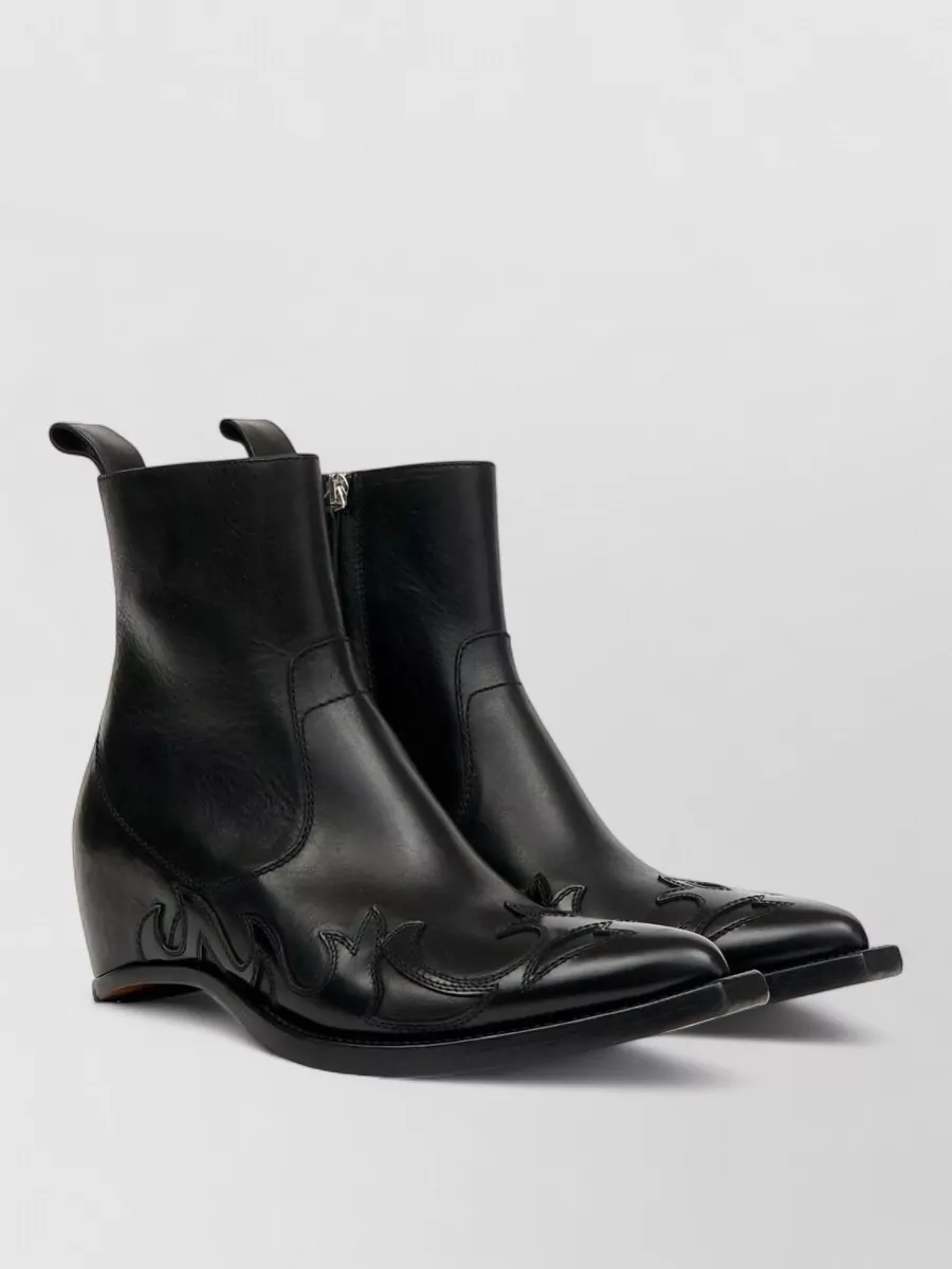 Maison Margiela leather flame appliqué western ankle boots