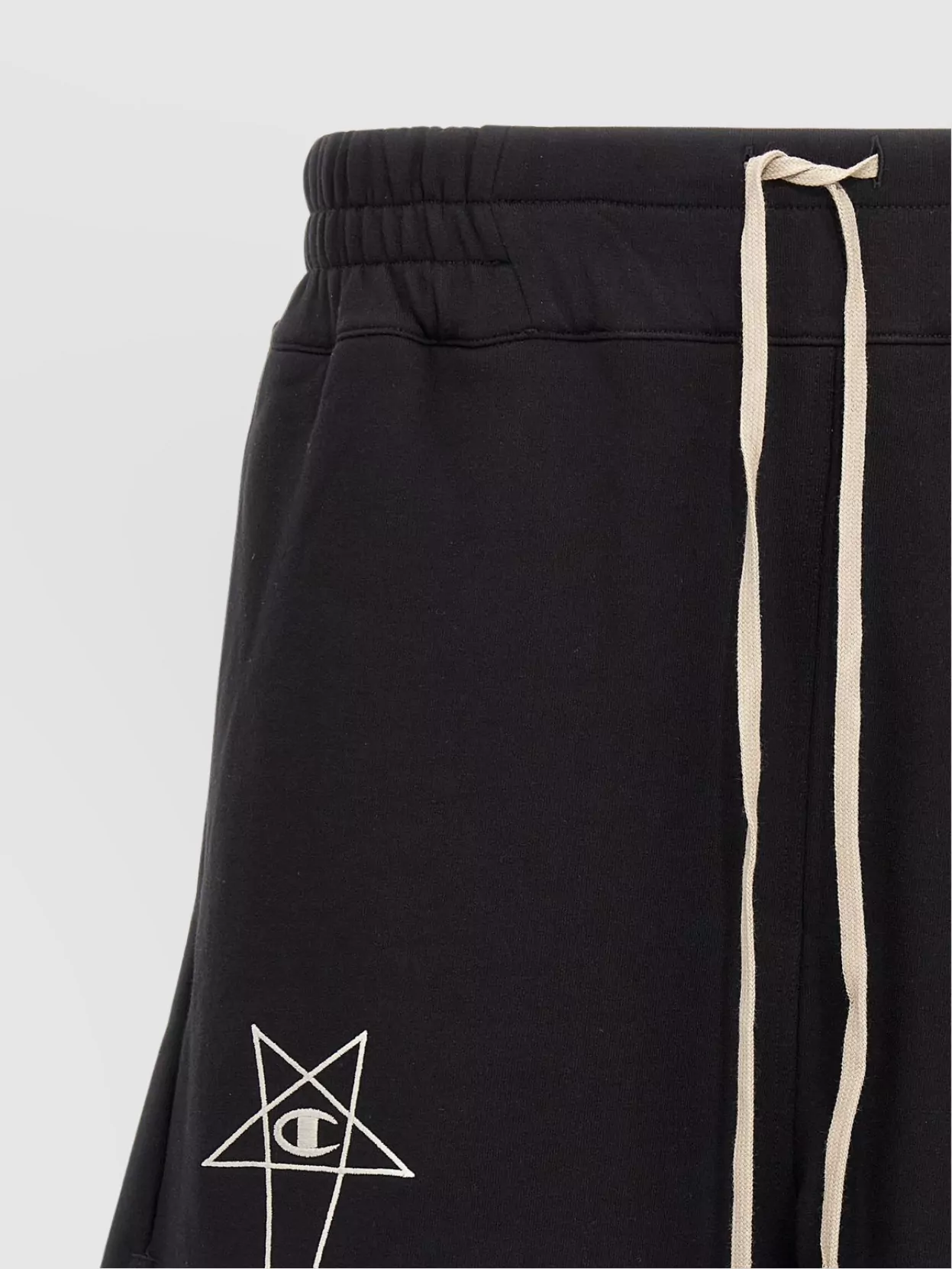 Rick Owens Champion Elastic Waistband Bermuda Shorts With Side Pockets In Black