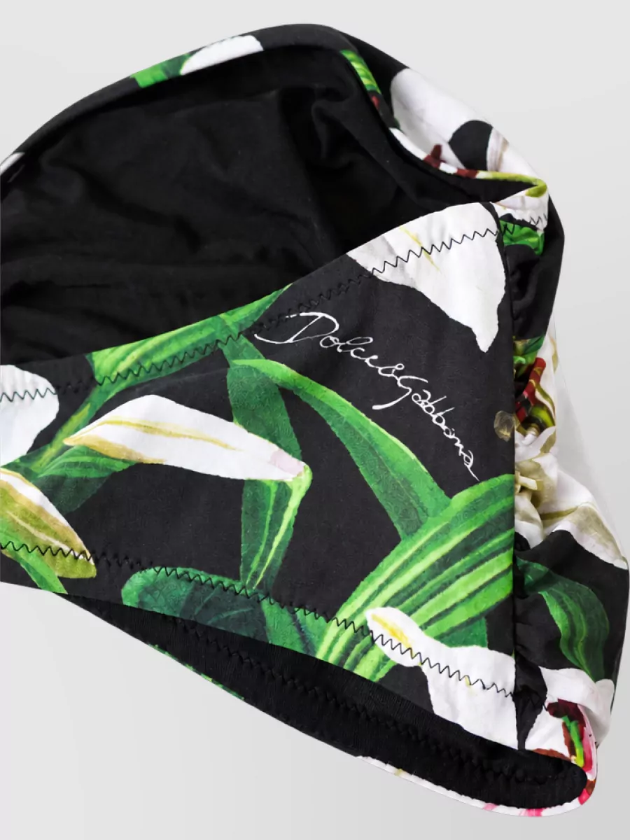 Dolce&Gabbana Silk Lily-Print Bandeau Bikini Top