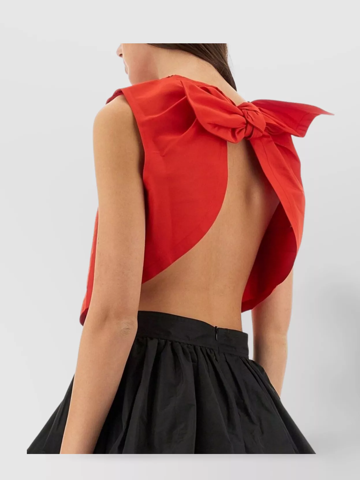 Patou Bow-detail Open-back Faille Crop Top