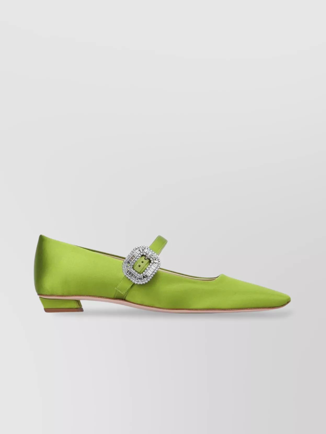 Roger Vivier Crystal Buckle Pointed Toe Satin Strap Shoes