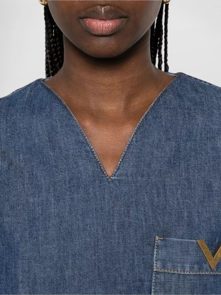 Valentino Garavani Denim V-Neck Shirt