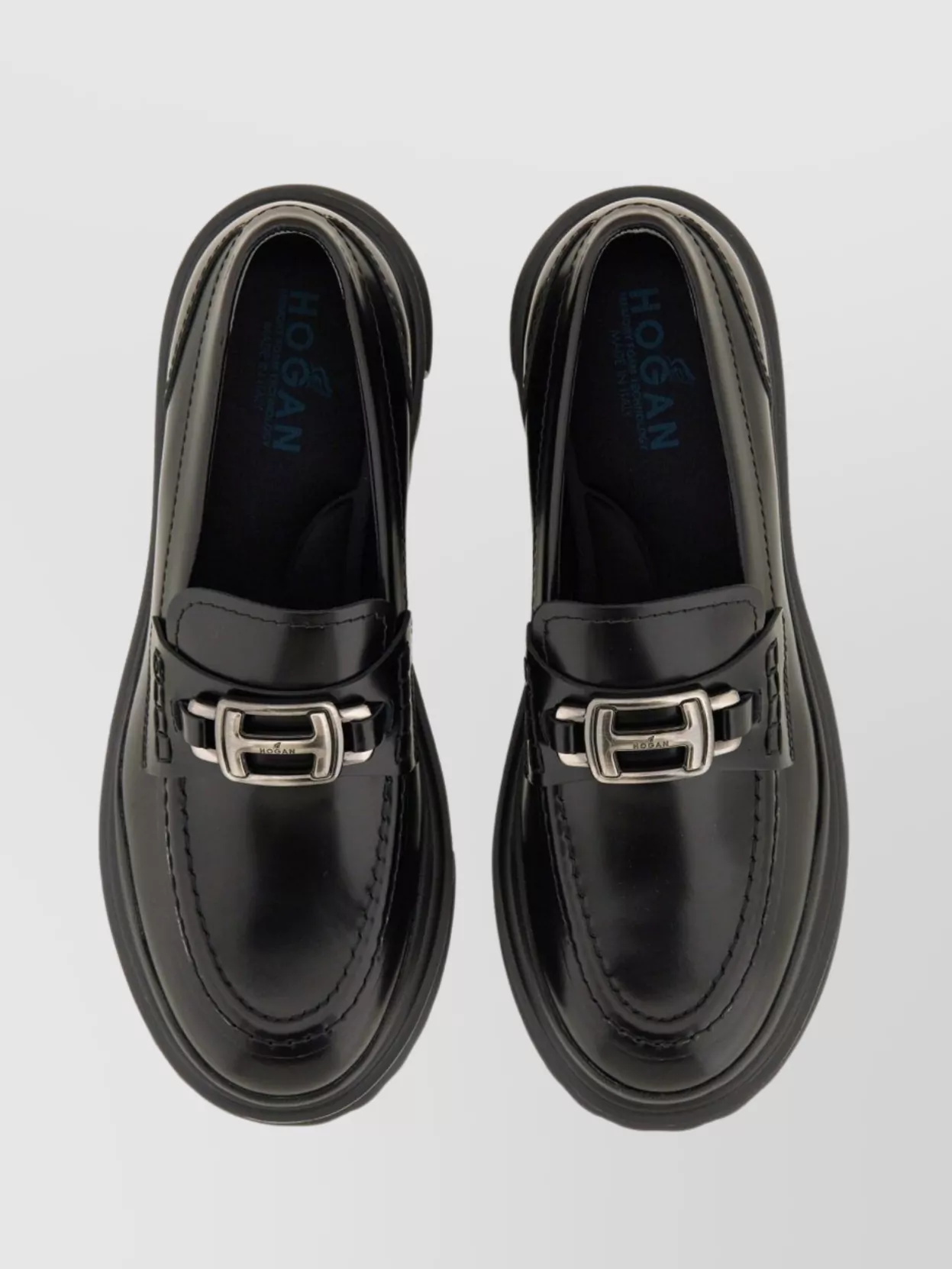 Hogan Chunky Sole Loafers Metal Buckle