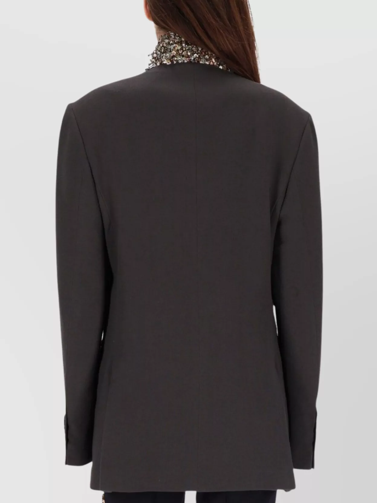 Dries Van Noten Tailored Jacket With Structured Silhouette And Embellished Shoulders In Brown
