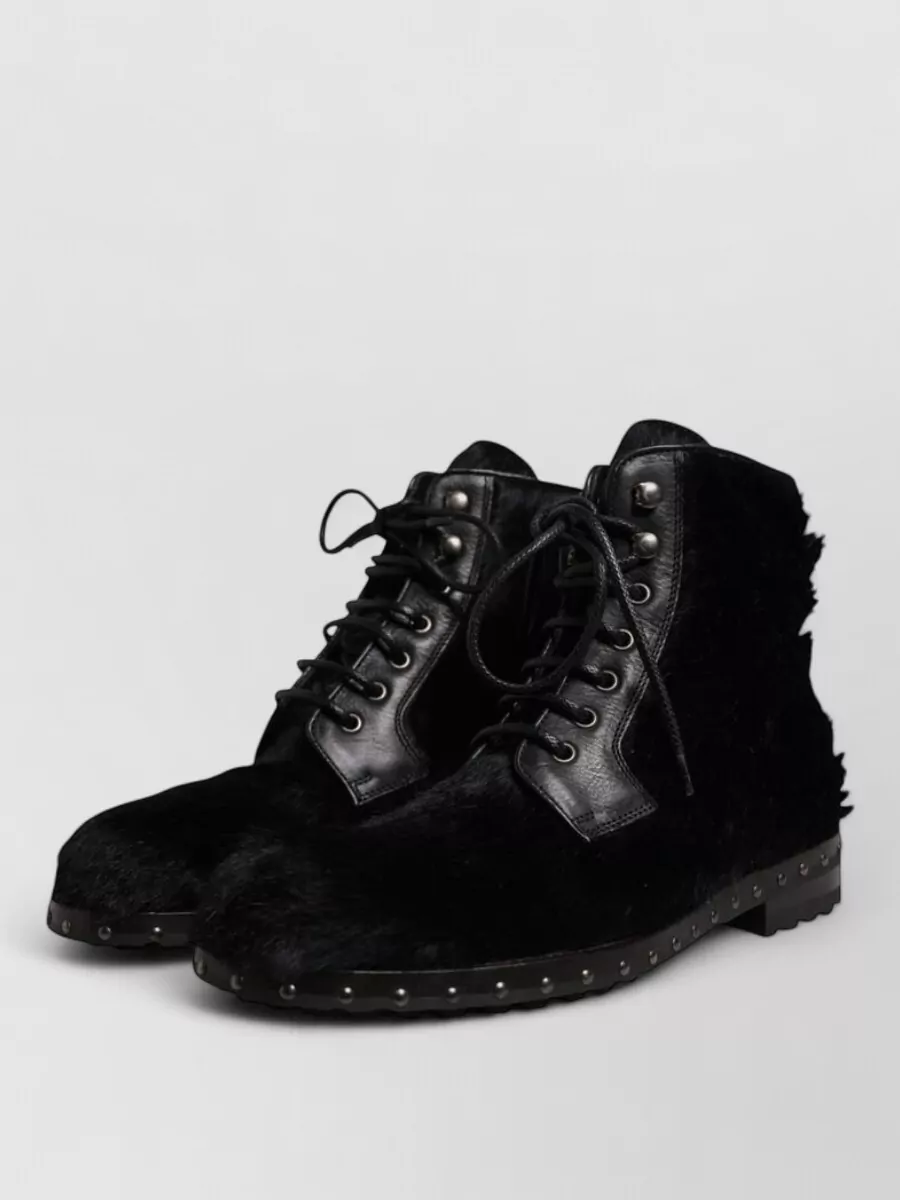 Dolce&Gabbana Calf Leather Studded Lace-Up Ankle Boots