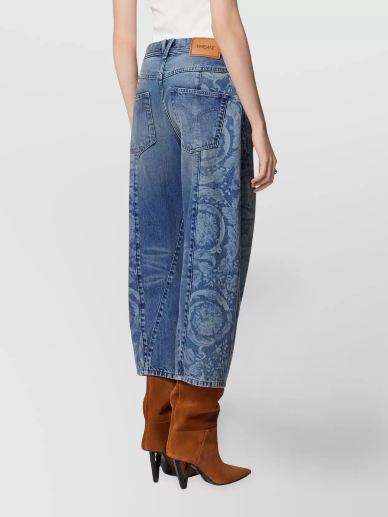 Versace Straight Trousers With Belt Loops And Contrast Stitching