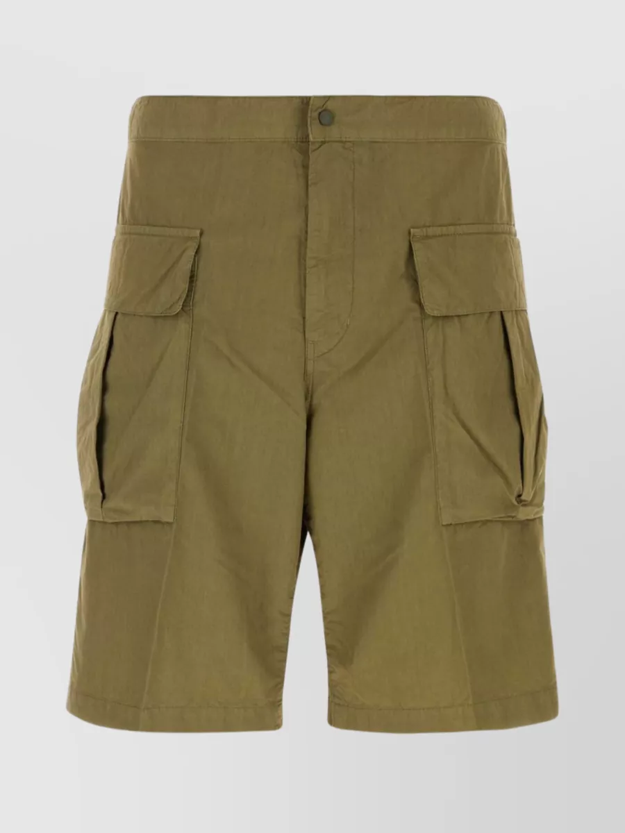 Shop Aspesi Cargo Pocket Waistband Shorts In Brown