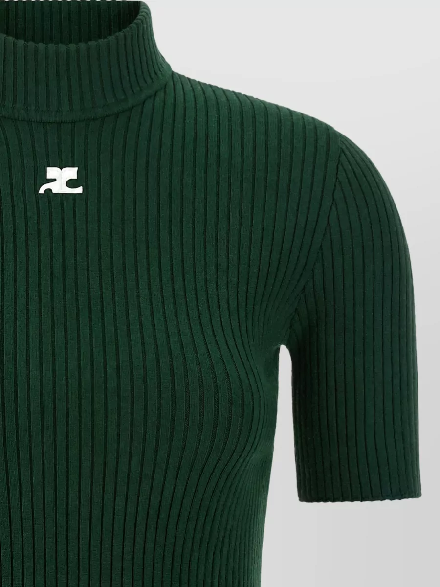 Courrèges Ribbed Turtleneck Short-Sleeve Knitted Top