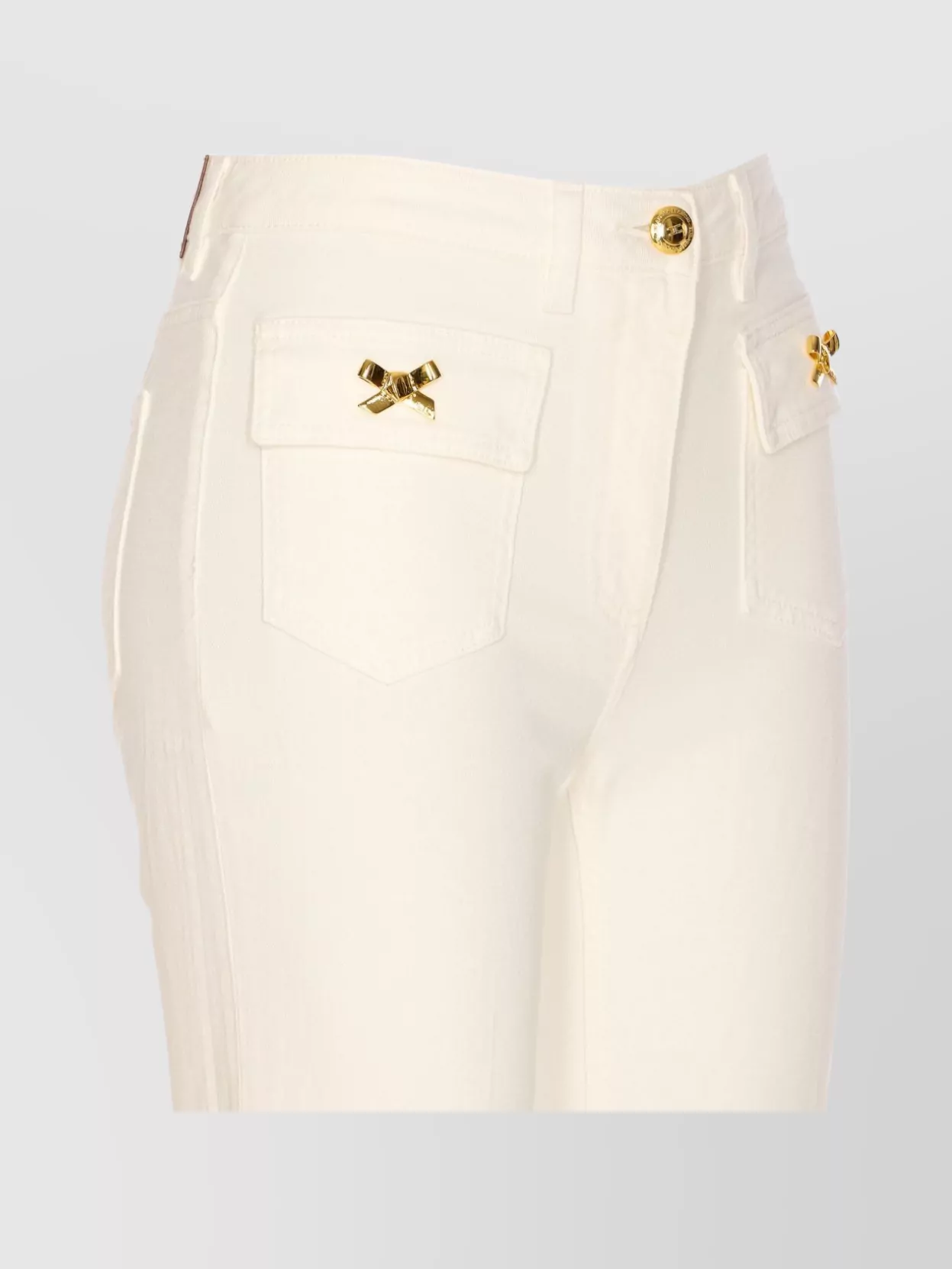 Elisabetta Franchi High Waist Flared Trousers With Bow Detail