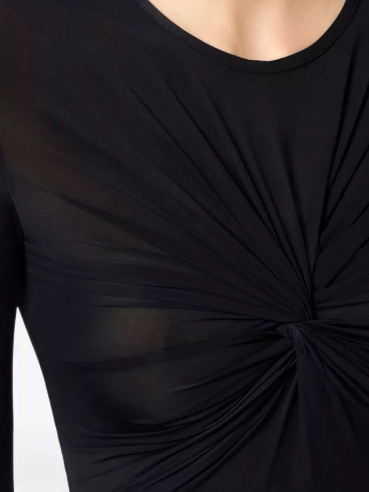 Elisabetta Franchi Sheer Crew Neck Top With Ruched Detail