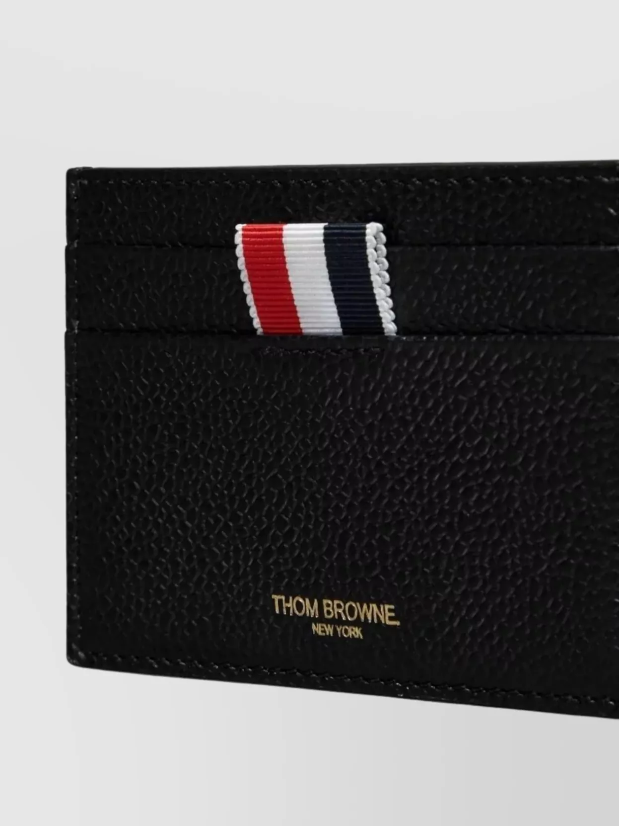 Thom Browne Embroidered Stripe Card Holder In Black