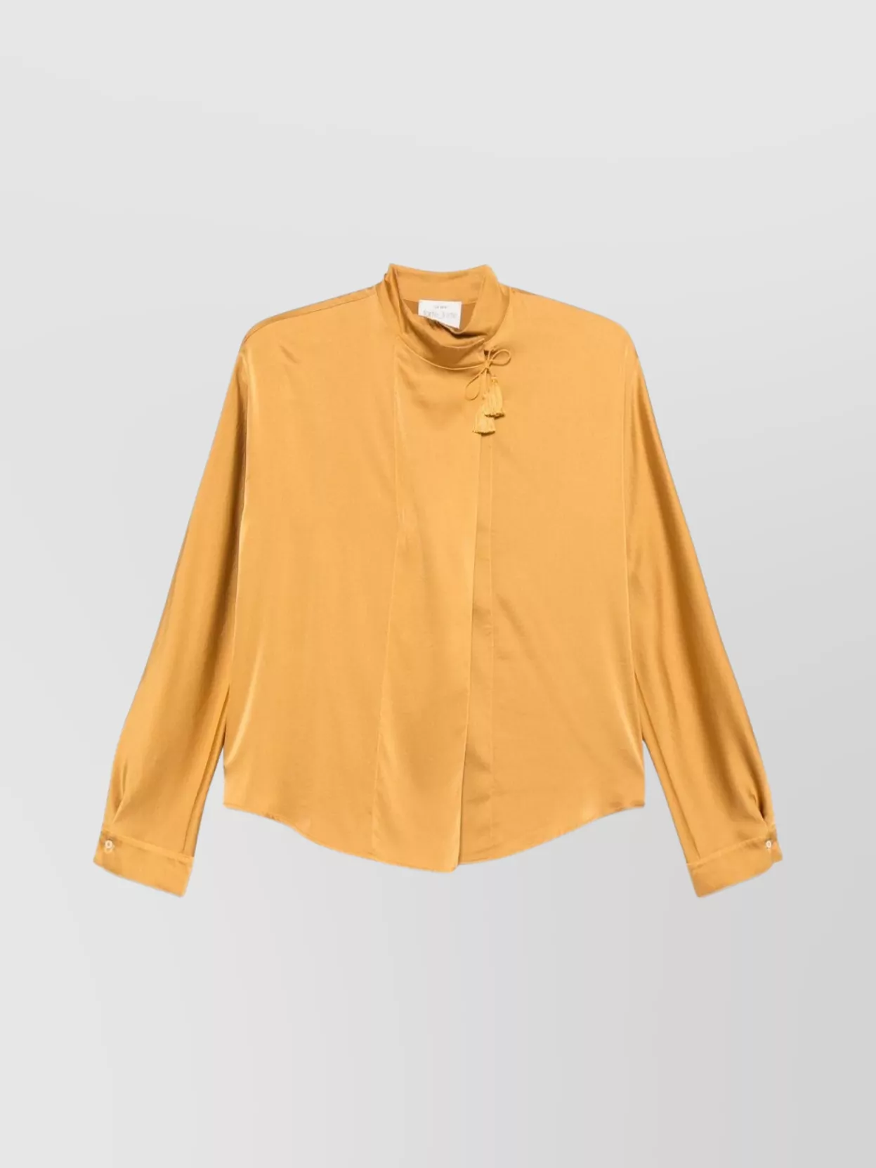 Forte Forte High Neck Satin Blouse With Tassel Detail In Orange