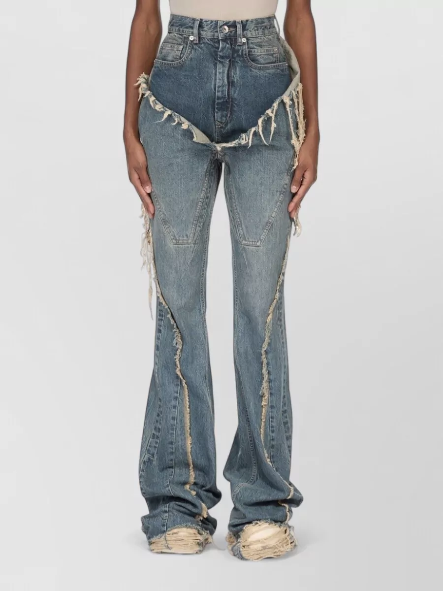 Rick Owens Drkshdw Denim Wide-Leg Flared Cargo Trousers