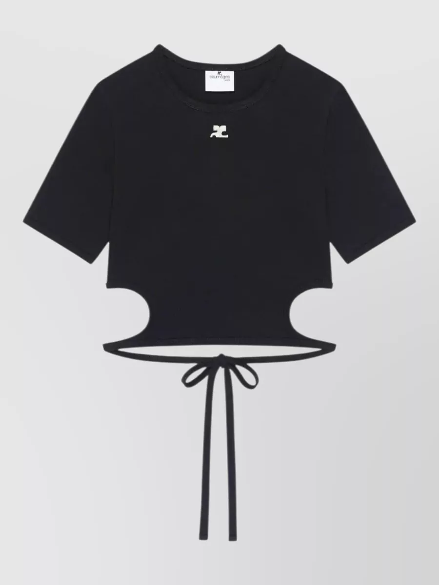 Courrèges Cotton cutout contrast short-sleeve t-shirt