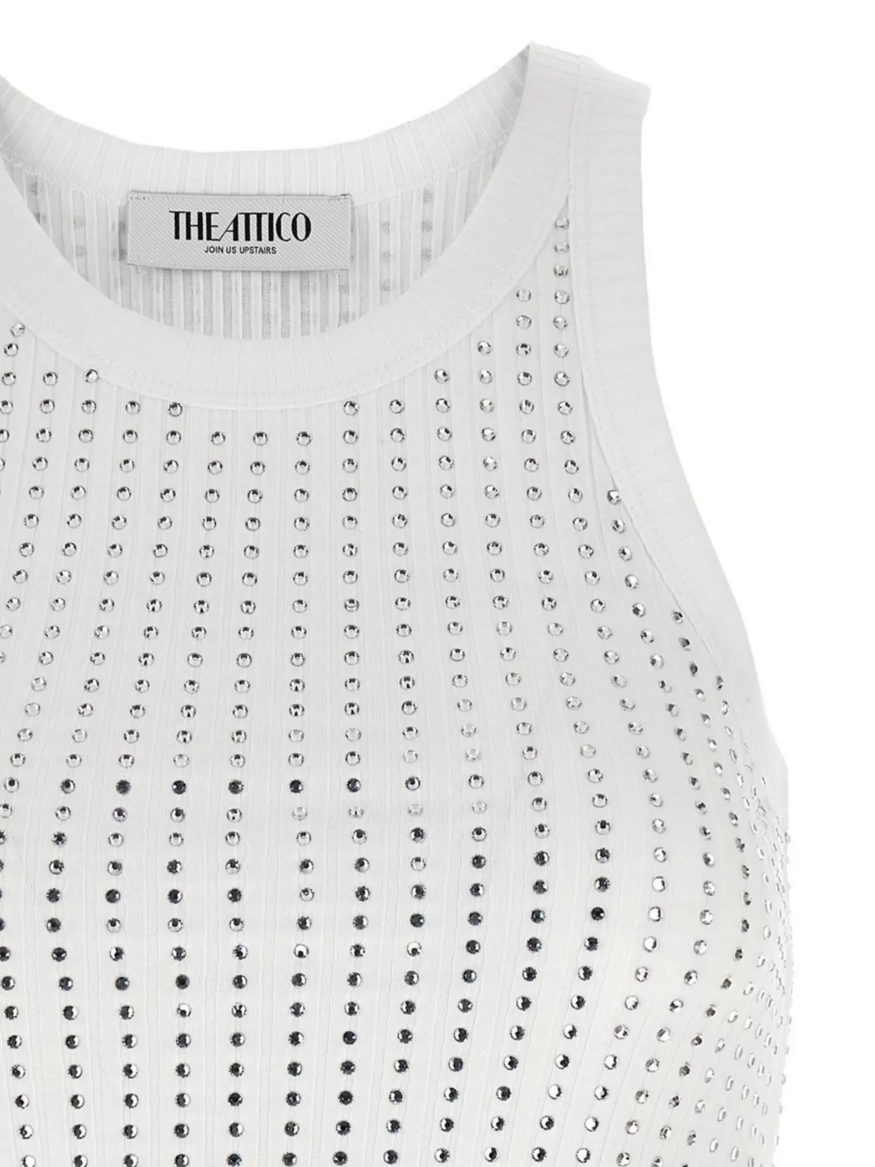 The Attico Crystal Embellished Ribbed Sleeveless Top