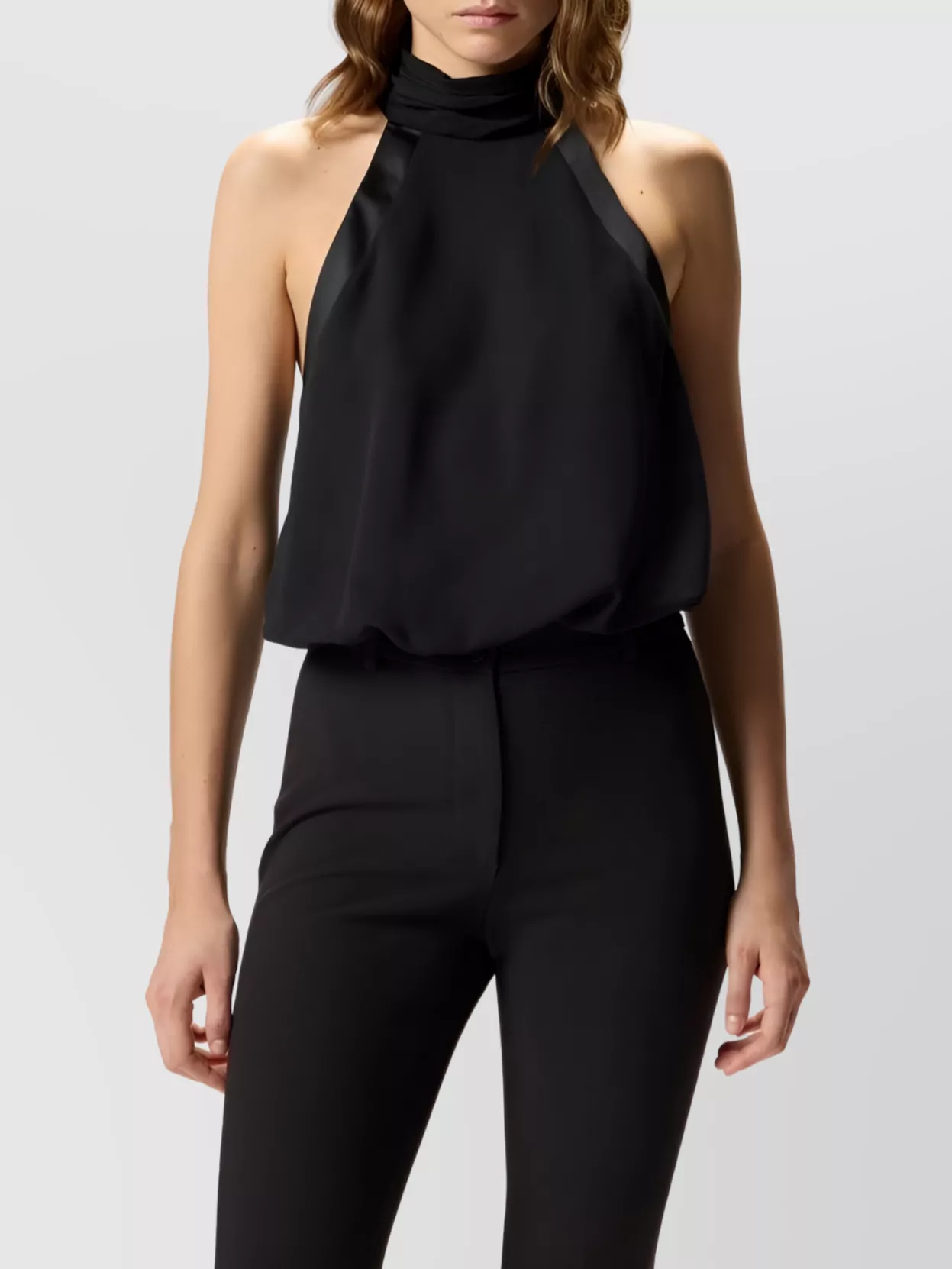Pinko Halterneck Top With Button Detail And Keyhole
