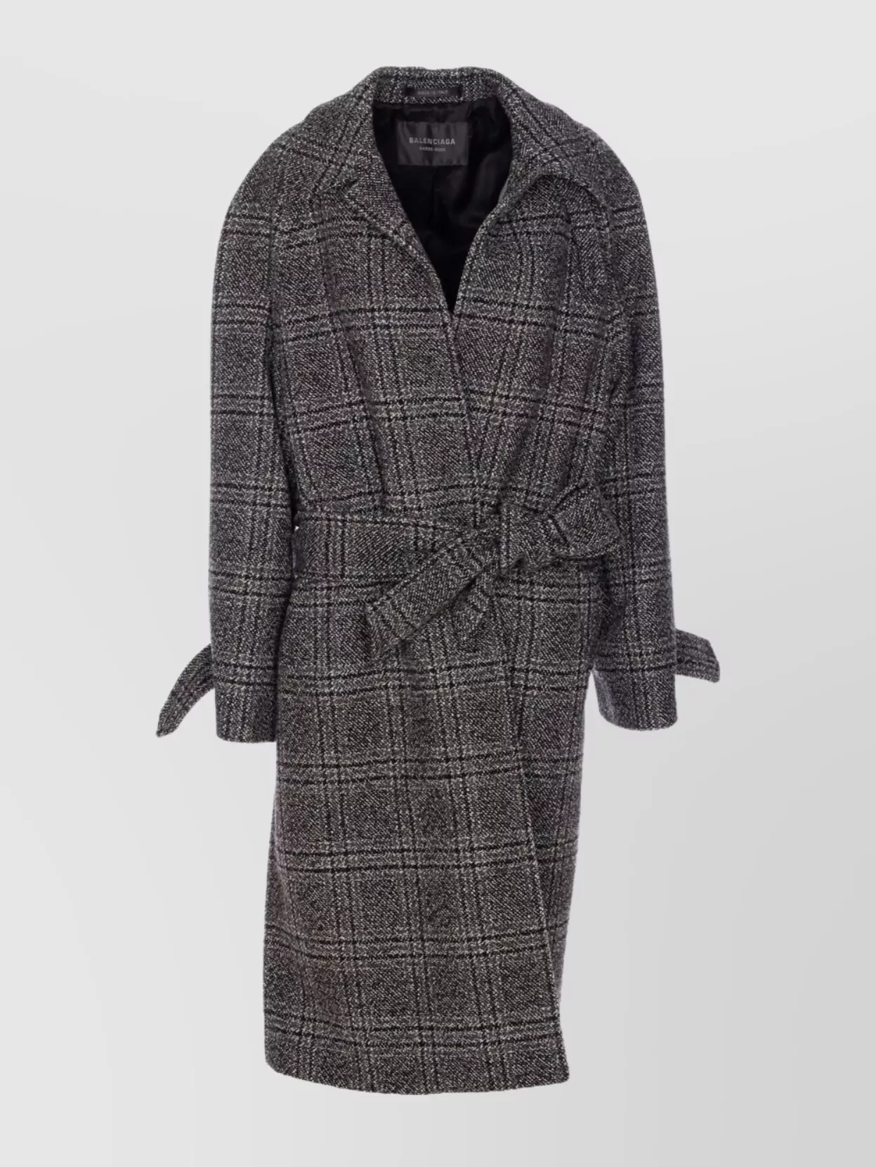 Balenciaga Checkered Pattern One Layer Coat In Gray