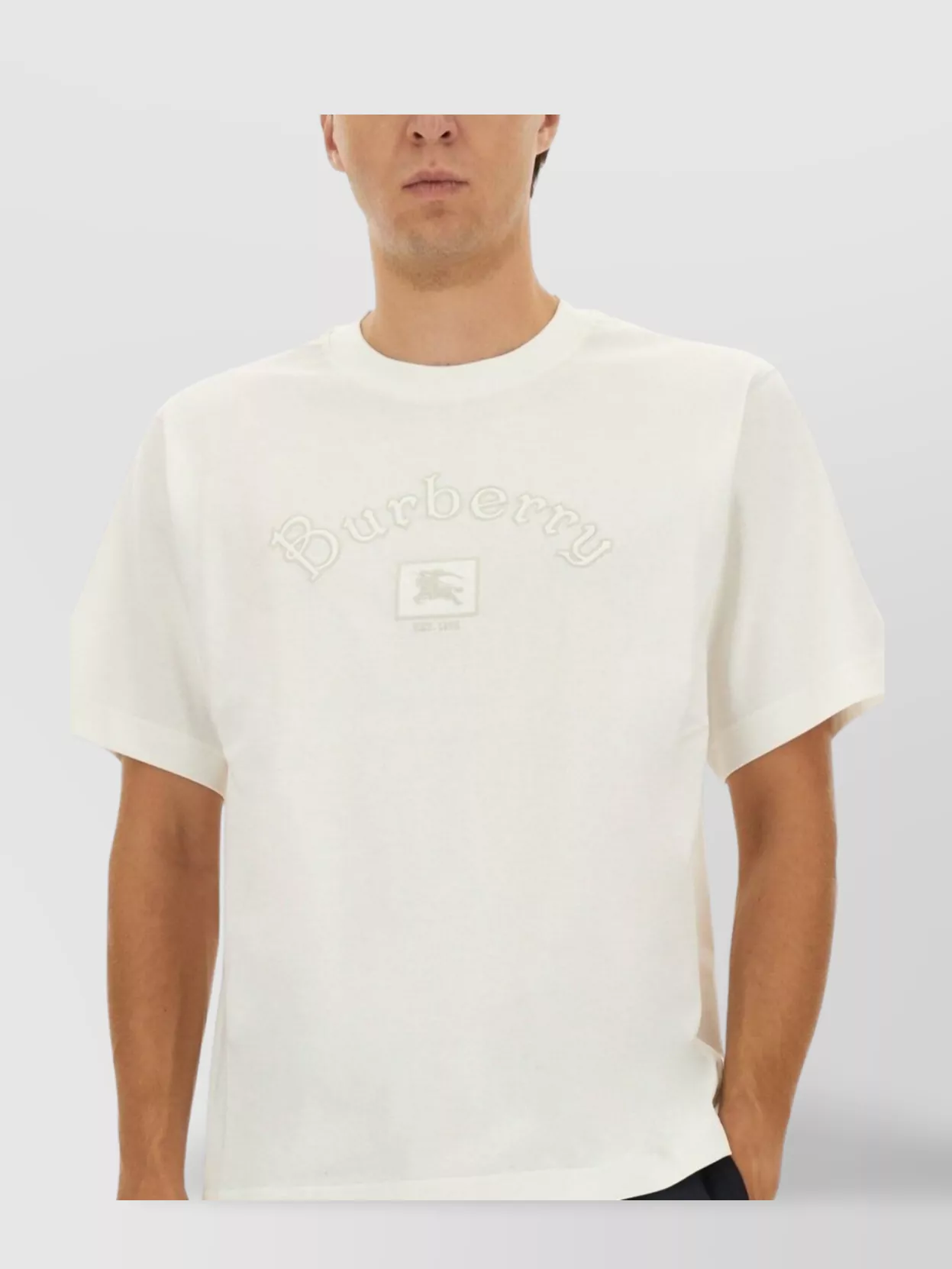 Burberry Short Sleeve Crew Neck Embroidered T-shirt In White