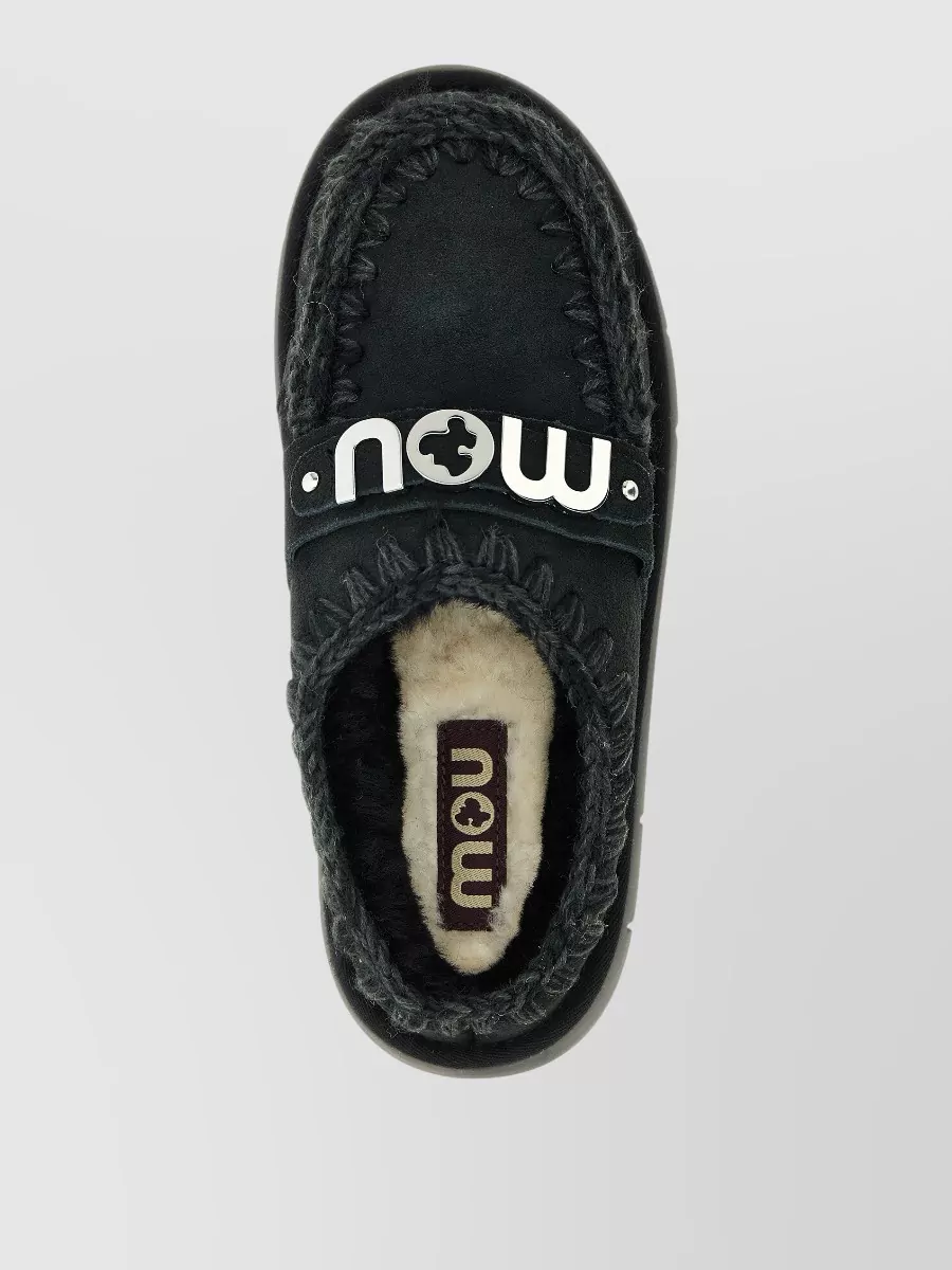 Mou Lamb Leather Clog Slippers
