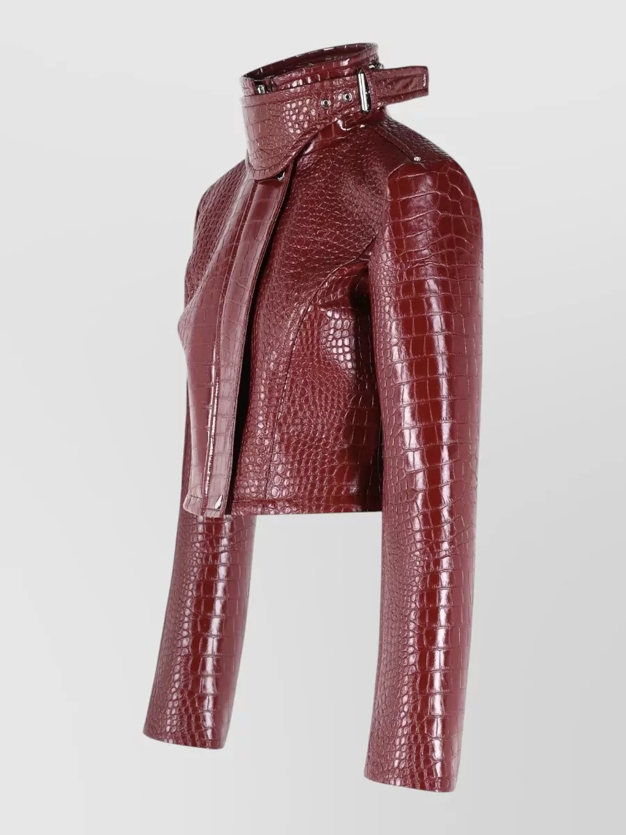 Sportmax Sultan Cropped Jacket Alligator Pattern Leather