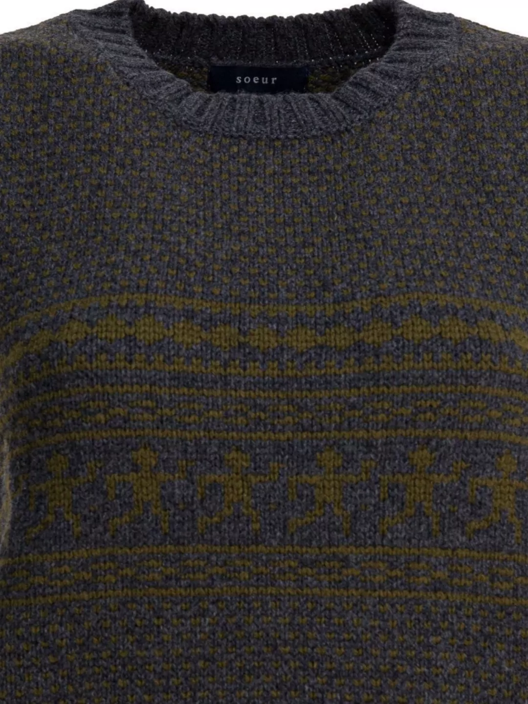 Soeur Sleeveless Patterned Knit Sweater With Crew Neck