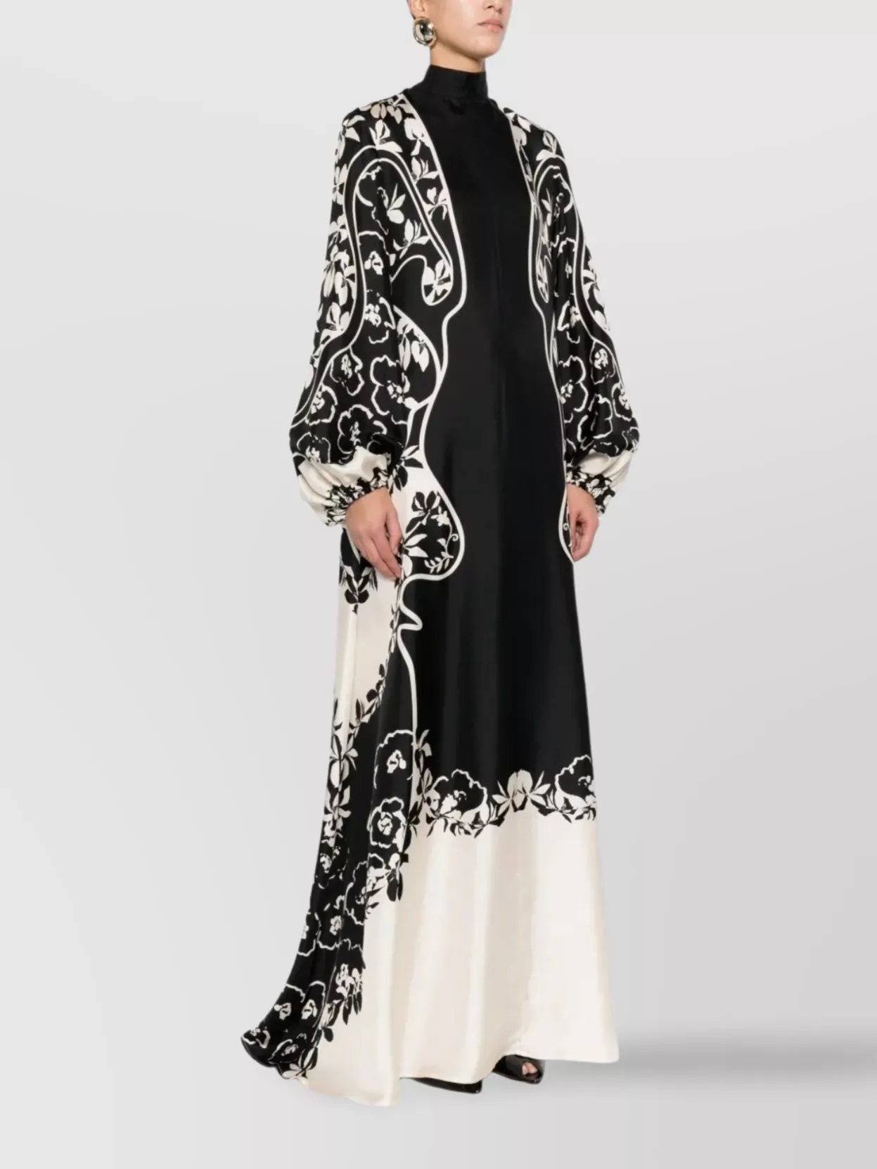 Raquel Diniz Floral Silk Kaftan Balloon Sleeves