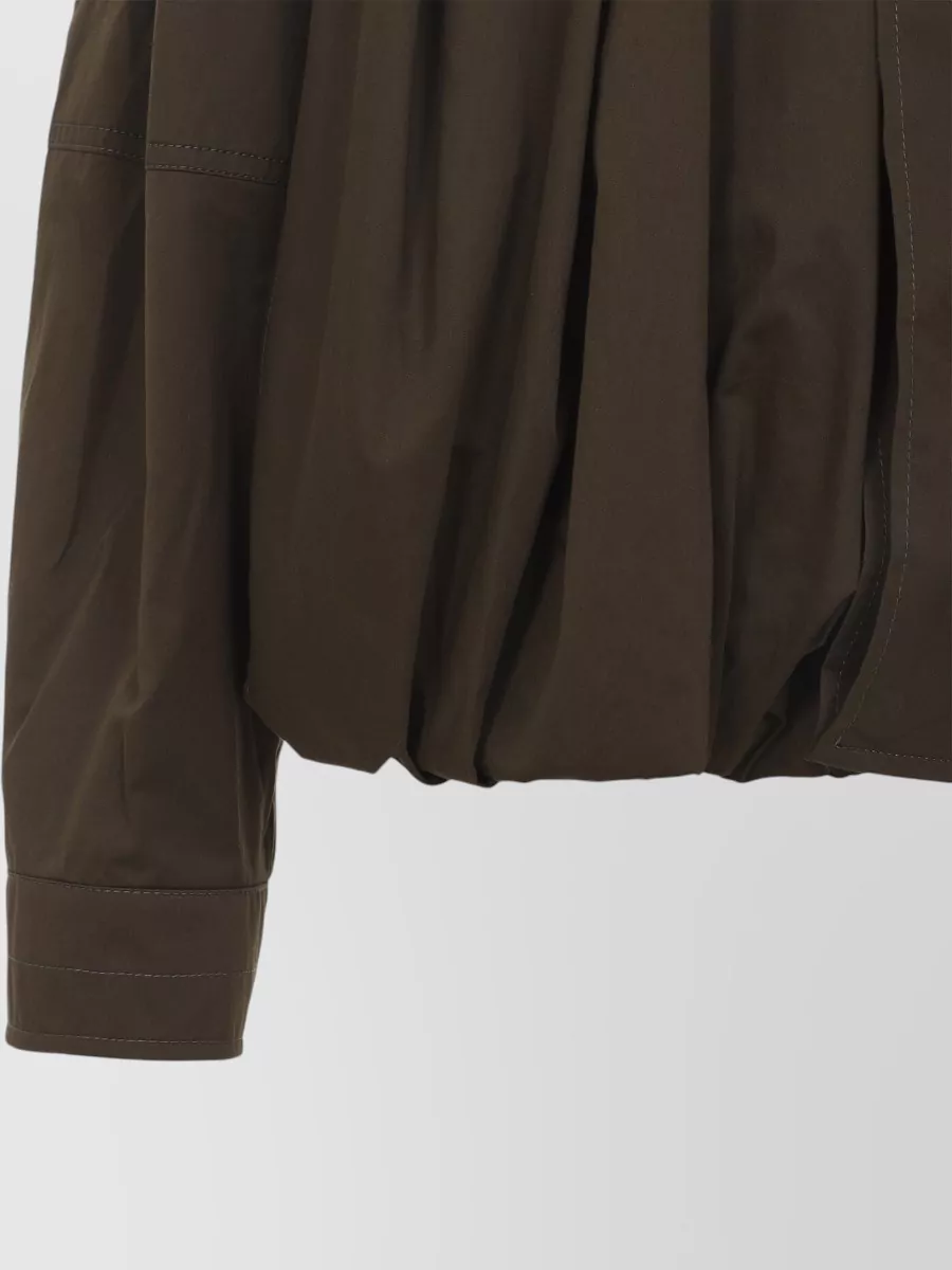 Lemaire Pleated Blouson Jacket Cuffed Sleeves Collar