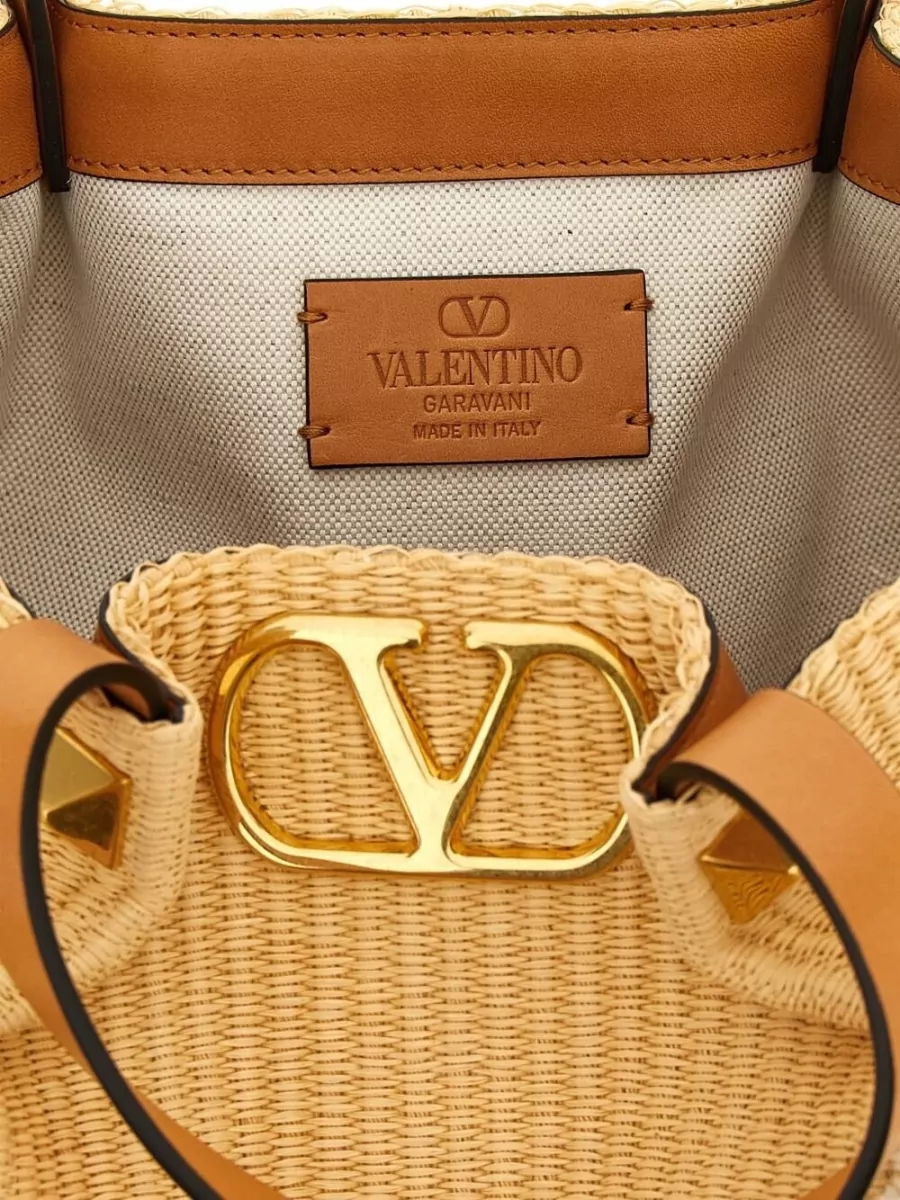 Valentino Garavani Vlogo Signature Medium Raffia Beach Bag