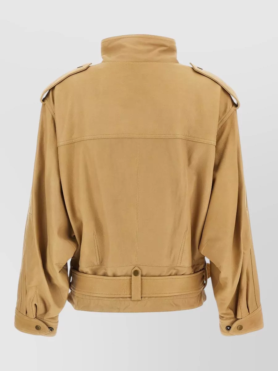 Isabel Marant Leather Asymmetric High Neck Biker Jacket