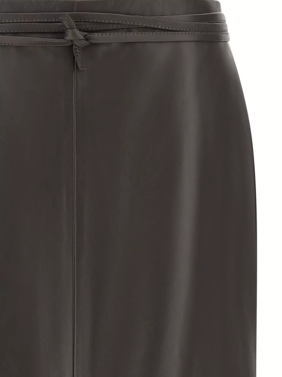 Alberta Ferretti Leather Paneled Midi Pencil Skirt